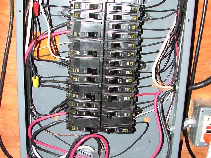 Residential electrical panel with circuit breakers